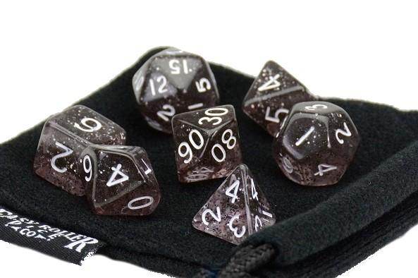 Black Sparkle Dice - 7 Piece Set - 