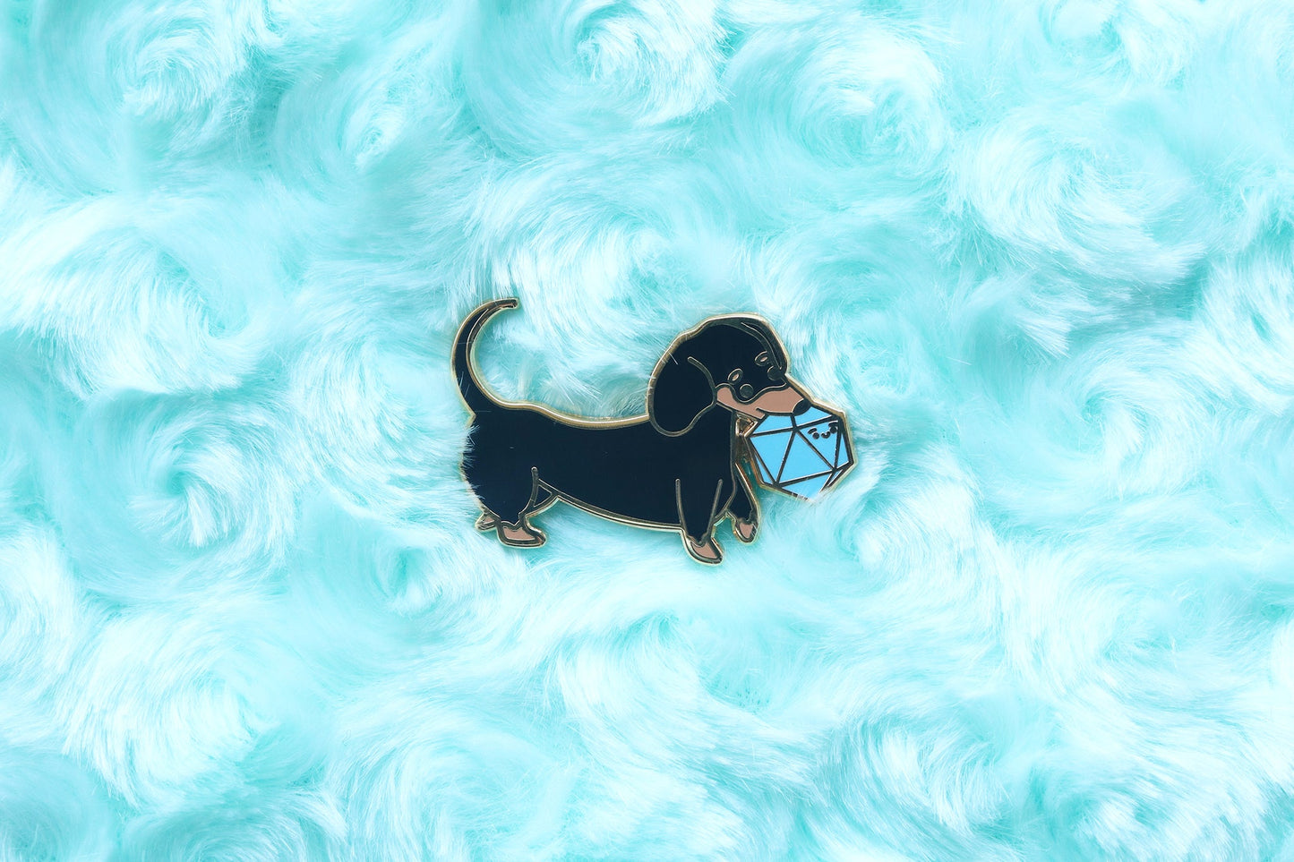 Short Haired Dachshund D20 Dice Buddy Enamel Pin