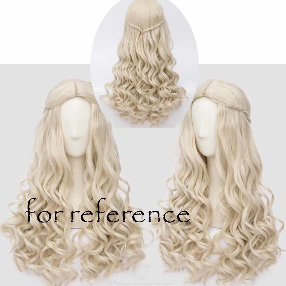 Blond Hair 65 cm Cosplay Full Wig Long Curly Hair Wig Synthetic Hair Wig Princes Halloween Dress Up