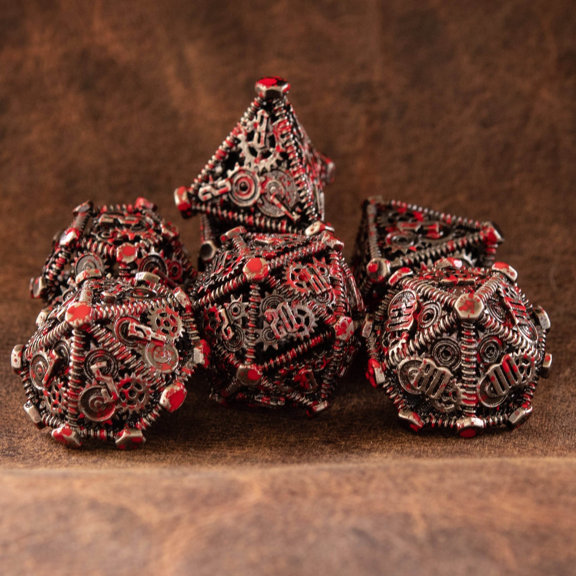 Weird West Wasteland Hollow Metal Dice Set - Blood Splatter - 