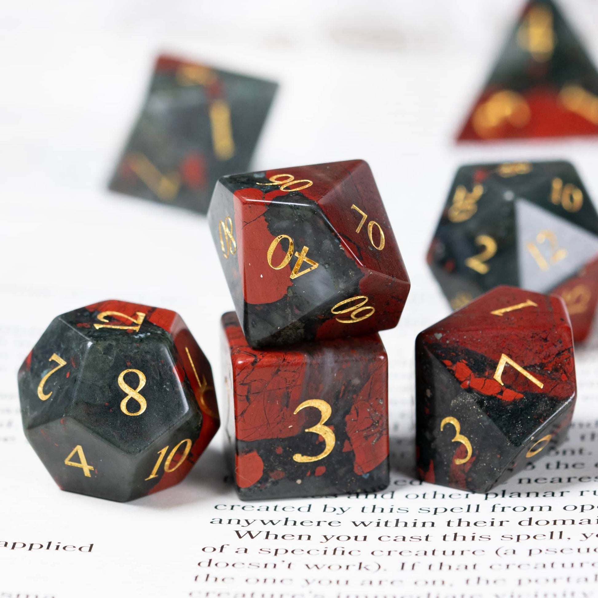 Bloodstone Gemstone Dice Set - 