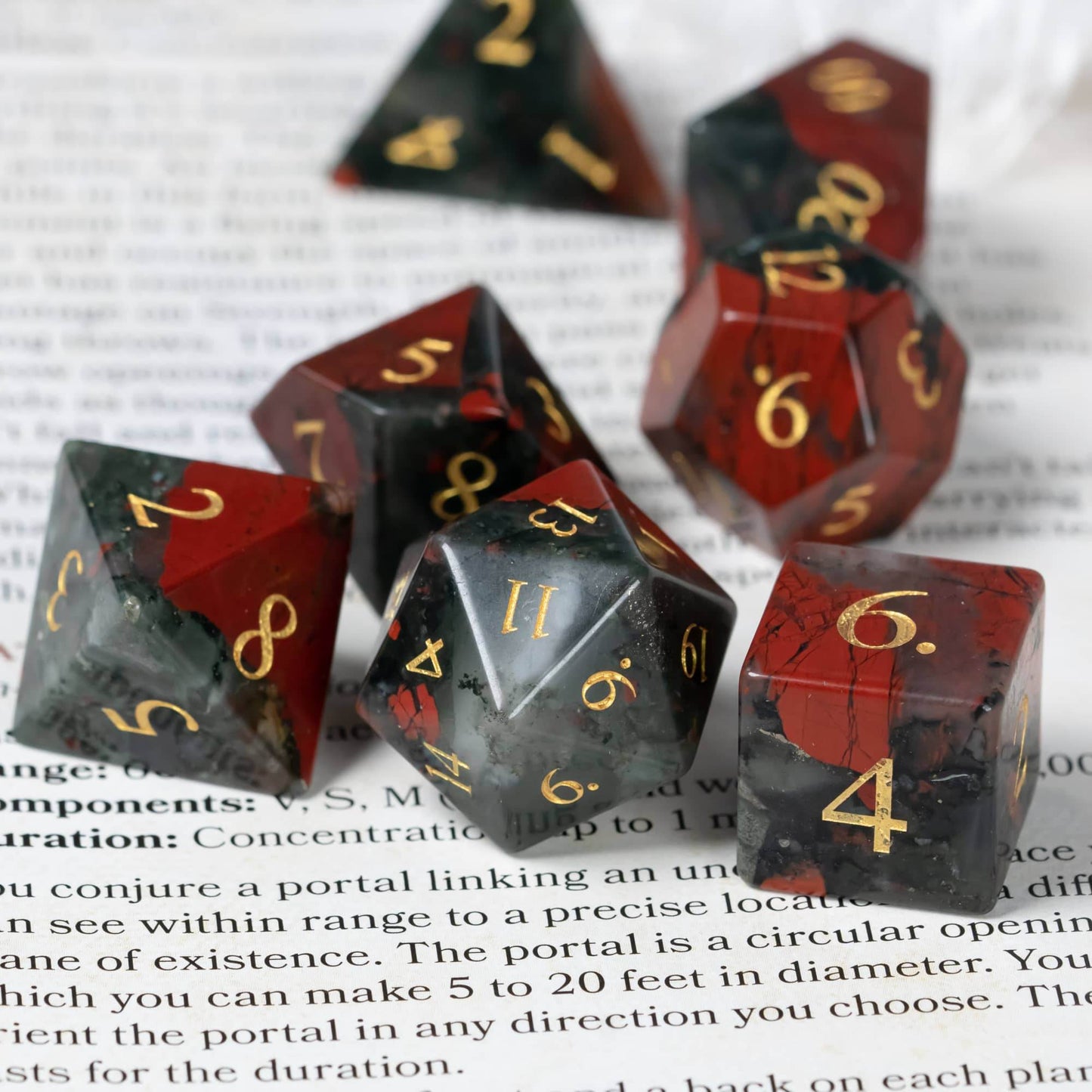 Bloodstone Gemstone Dice Set - 