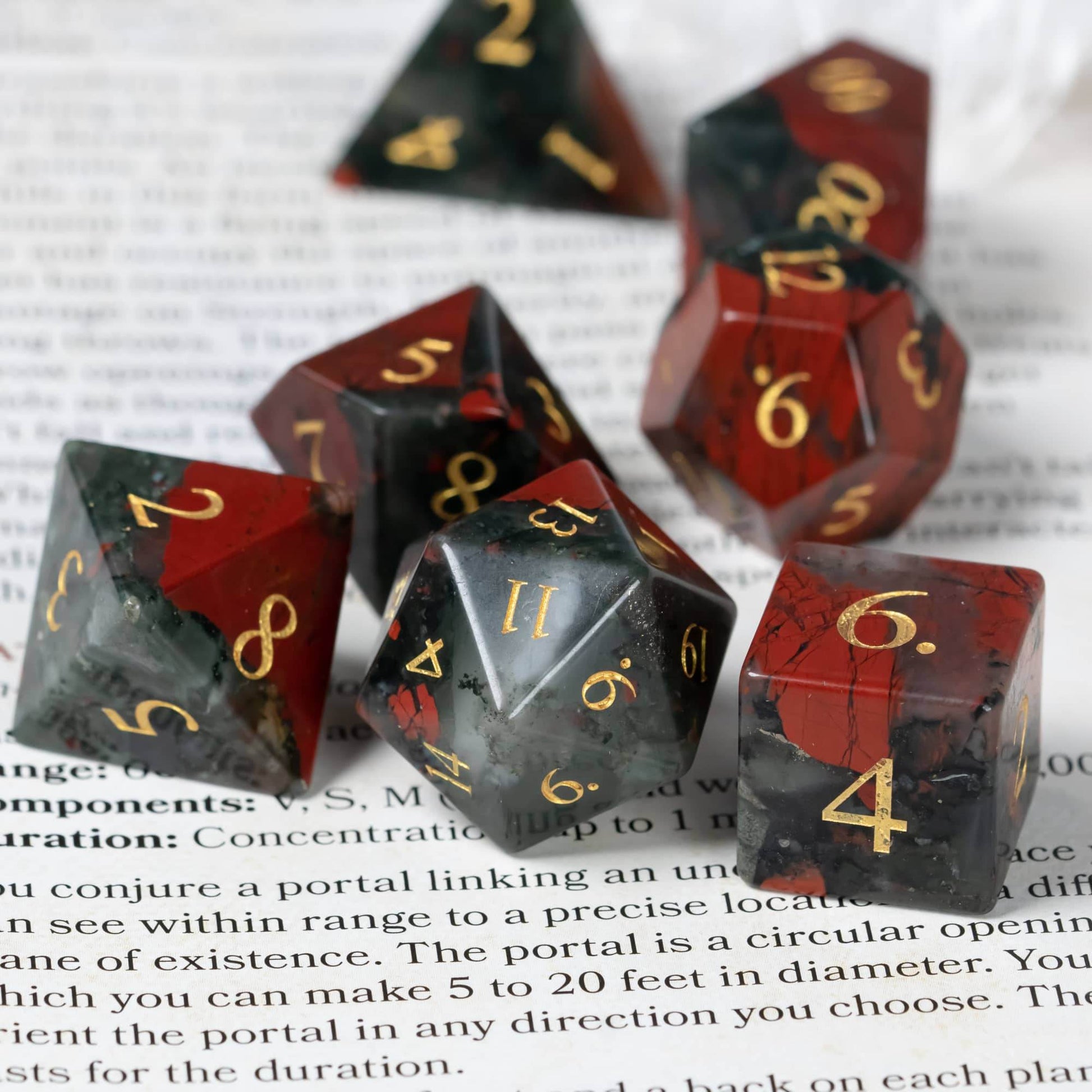 Bloodstone Gemstone Dice Set - 
