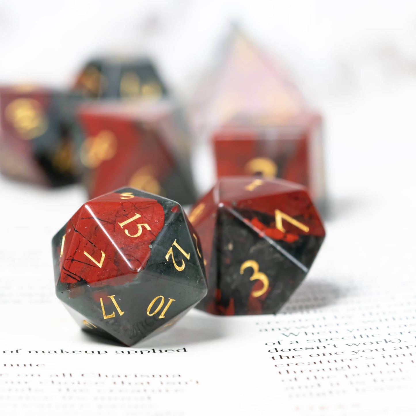 Bloodstone Gemstone Dice Set - 