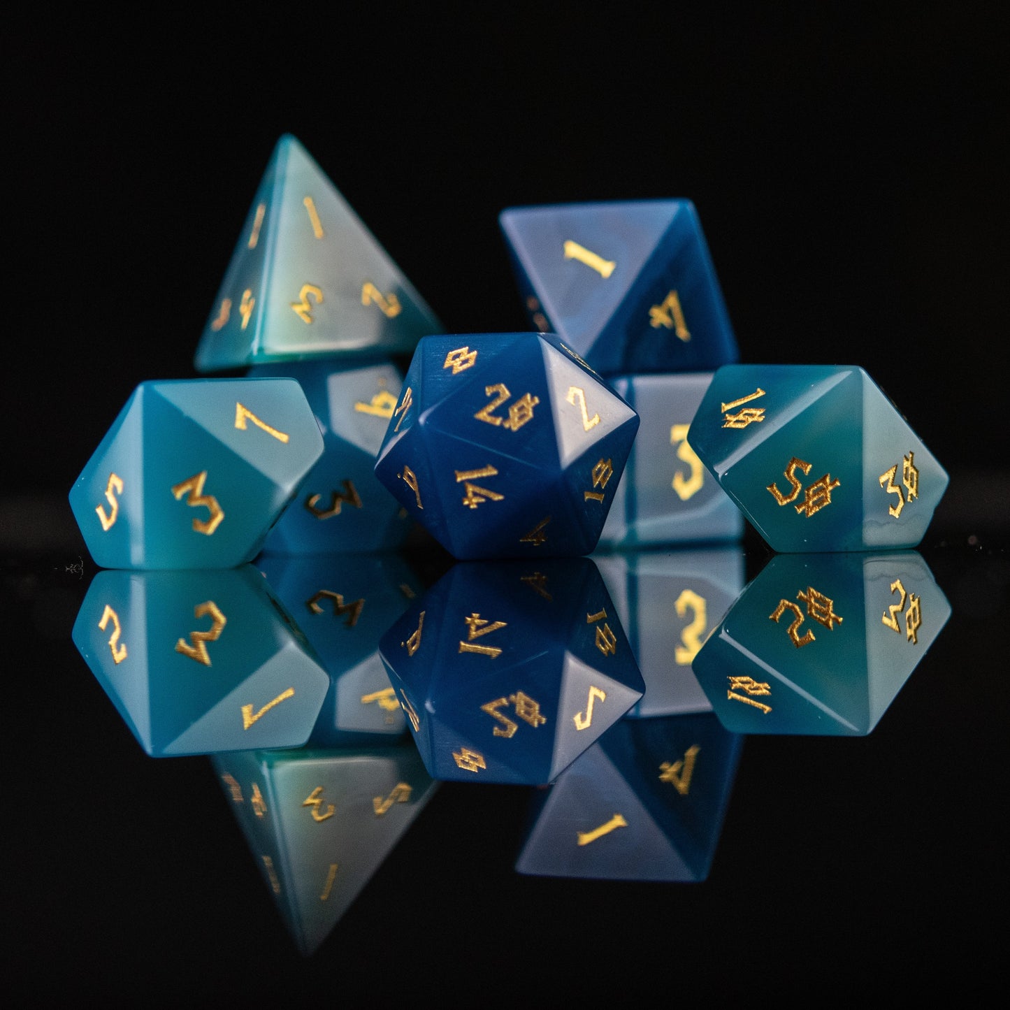 Blue Agate Stone Dice Set