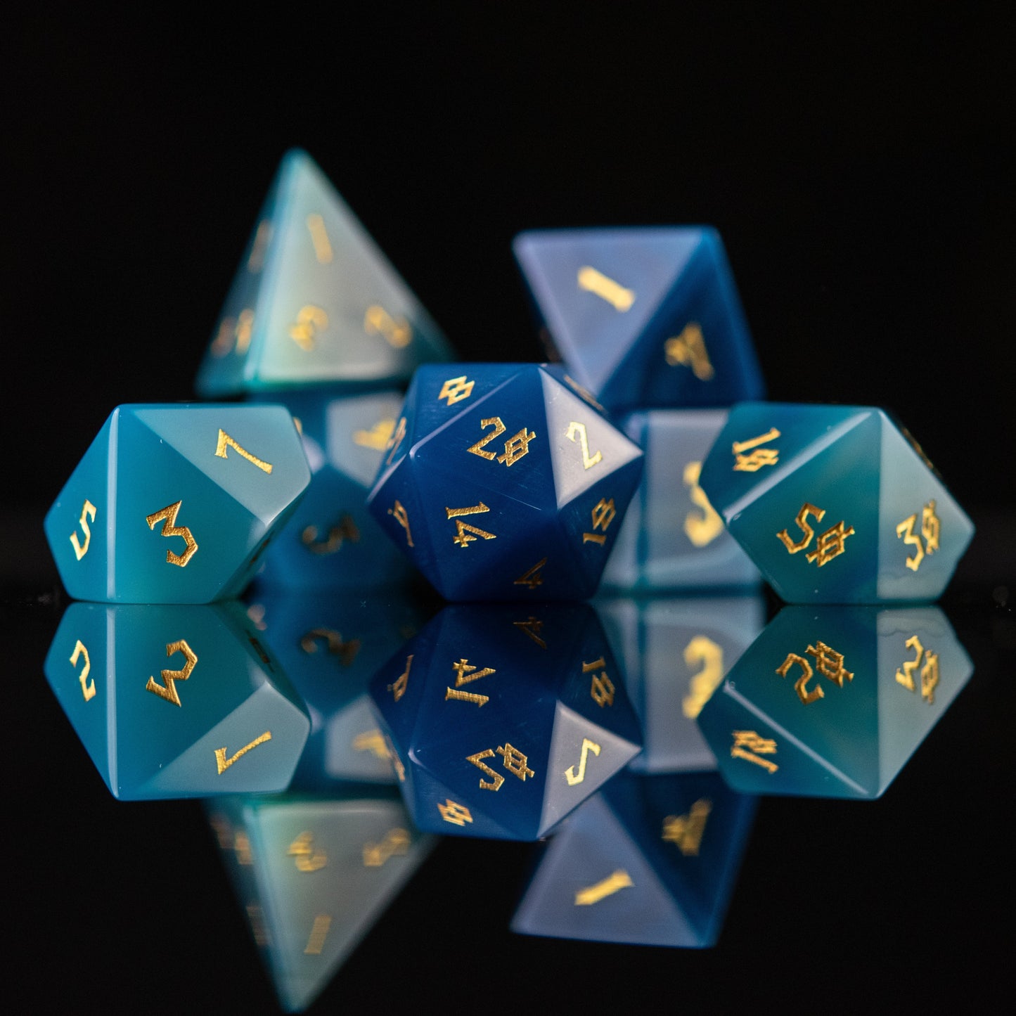 Blue Agate Stone Dice Set