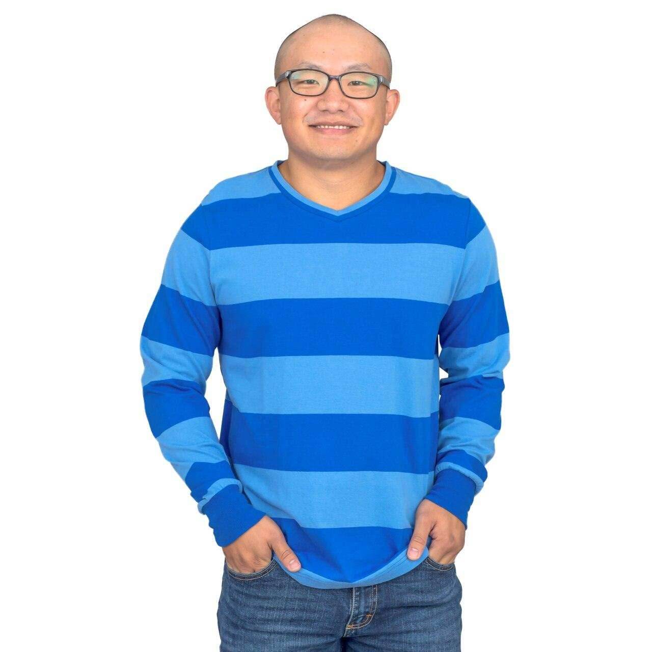 Blue and Detective Halloween Costume Blue Striped Shirt - S