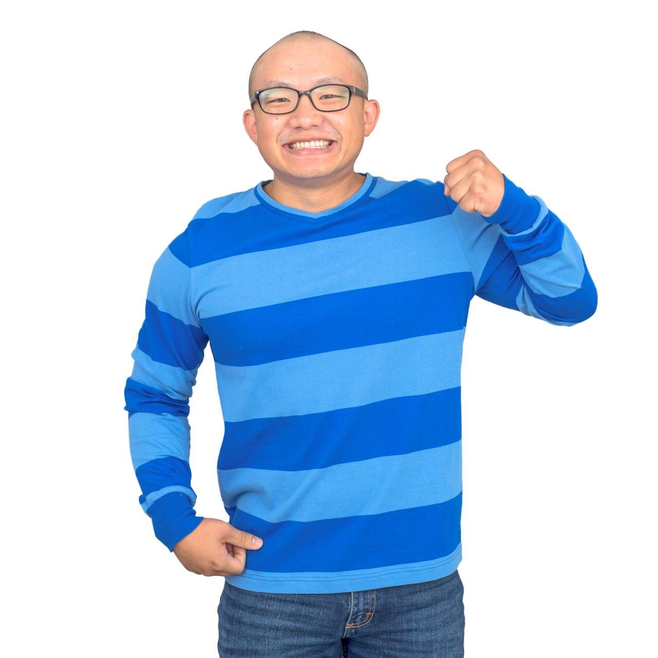 Blue and Detective Halloween Costume  Blue Striped Shirt