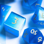 Blue Cat Eye Gemstone Dice Set - 