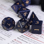 Blue Goldstone Gemstone Dice Set - 