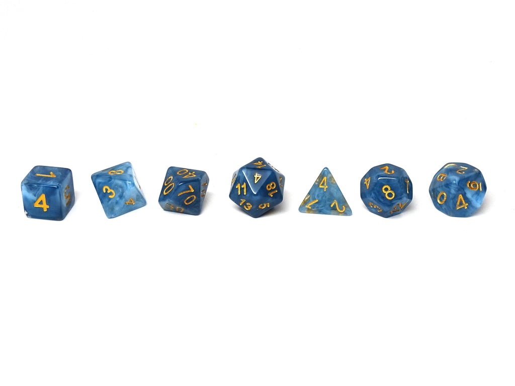 Blue Ivory Dice Collection - 7 Piece Set - 