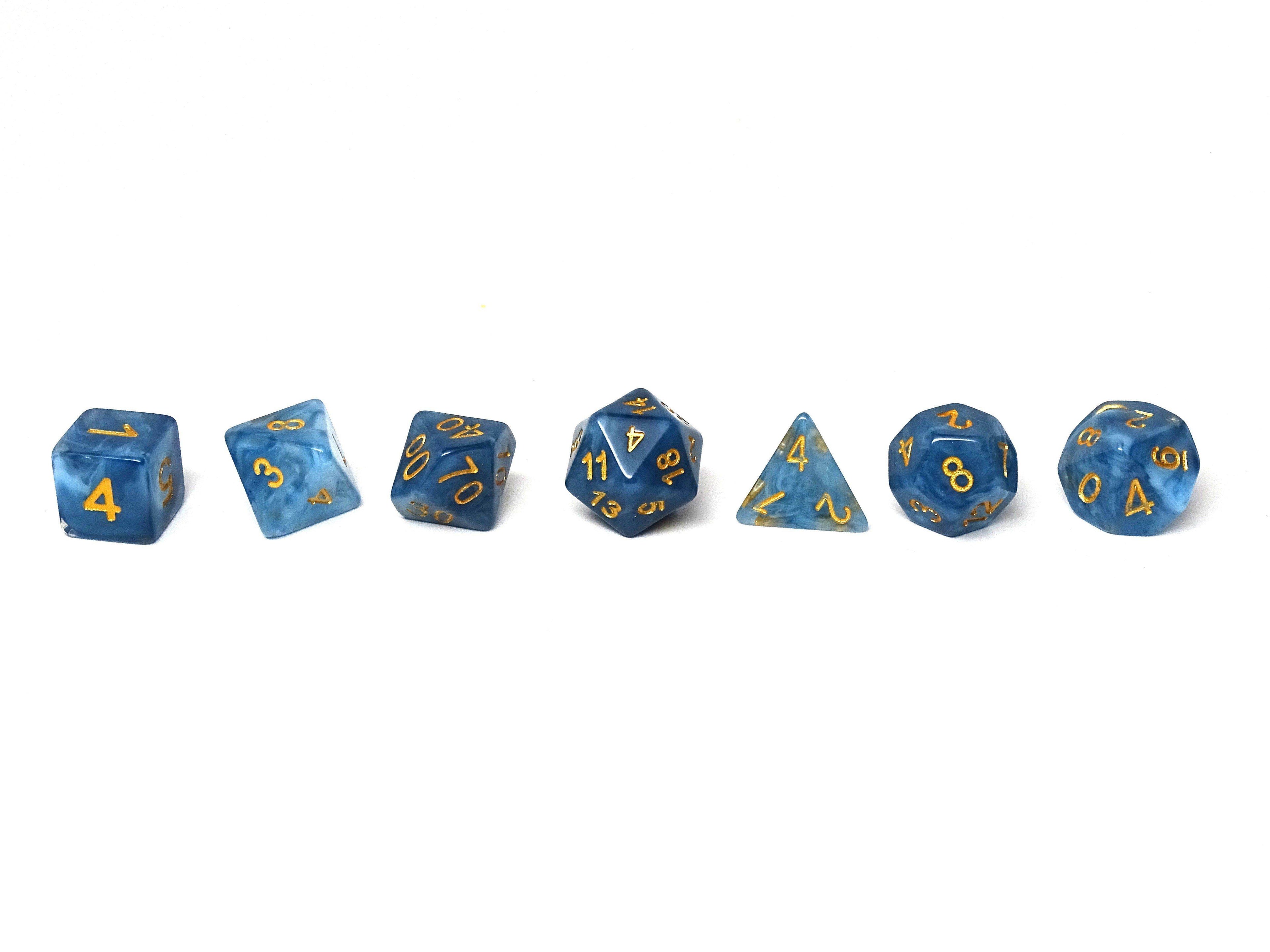 Blue Ivory Dice Collection - 7 Piece Set - 