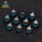 Blue Liquid Core Resin D10 Dice Set + Gold Numerals (D10 Dice)