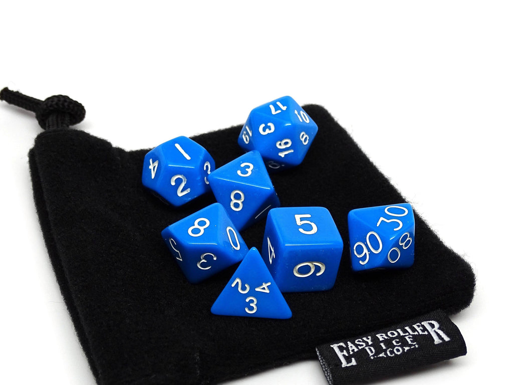 Blue Opaque Dice - 7 Piece Set - 