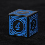 Blue patterned acrylic DND dice set