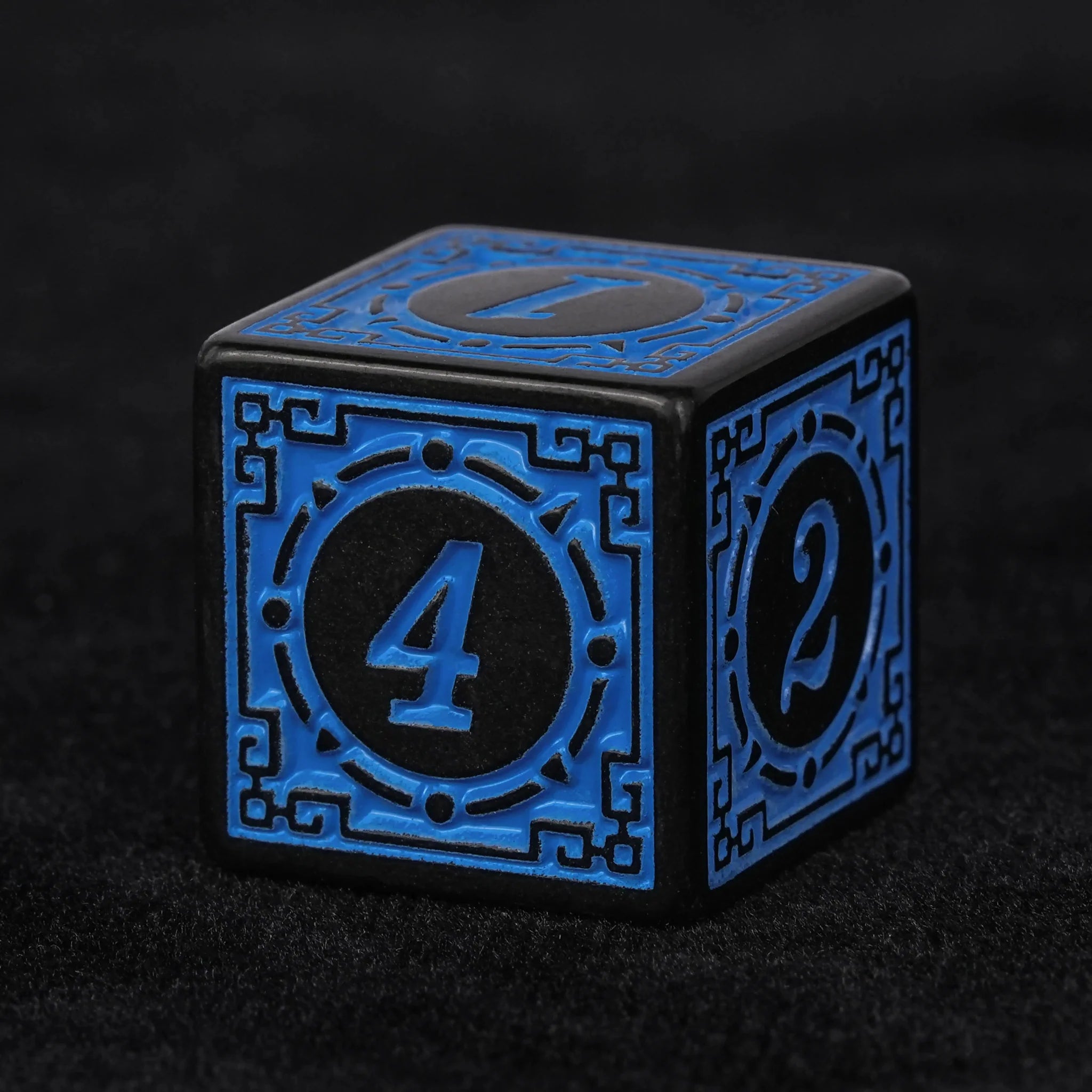 Blue patterned acrylic DND dice set