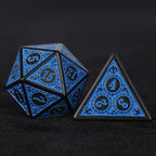 Blue patterned acrylic DND dice set