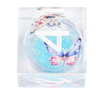 Blue Quicksand Butterfly Resin Liquid Core Dice Set + White Numbers
