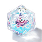 Blue Quicksand Butterfly Resin Liquid Core Dice Set + White Numbers