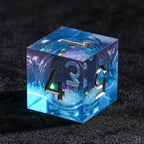 Blue resin colorful sequin quicksand liquid core dice set