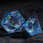 Blue resin colorful sequin quicksand liquid core dice set