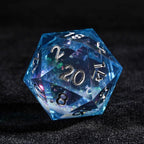 Blue resin colorful sequin quicksand liquid core dice set