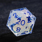 Blue Resin Solid Van Gogh DND Dice Set + Blue Numbers