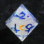 Blue Resin Solid Van Gogh DND Dice Set + Blue Numbers