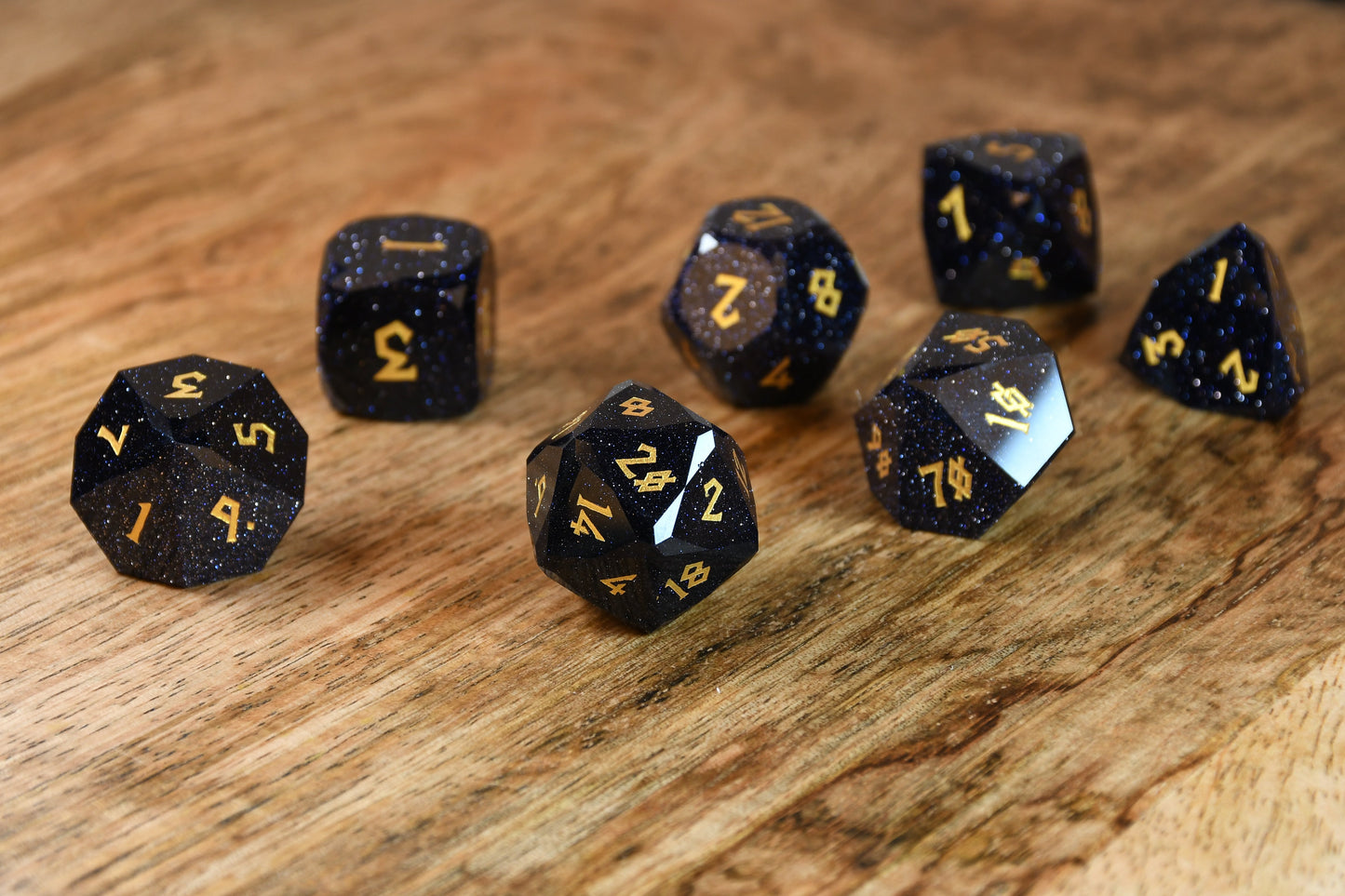 Blue Sandstone Multifaceted Stone Dice Set