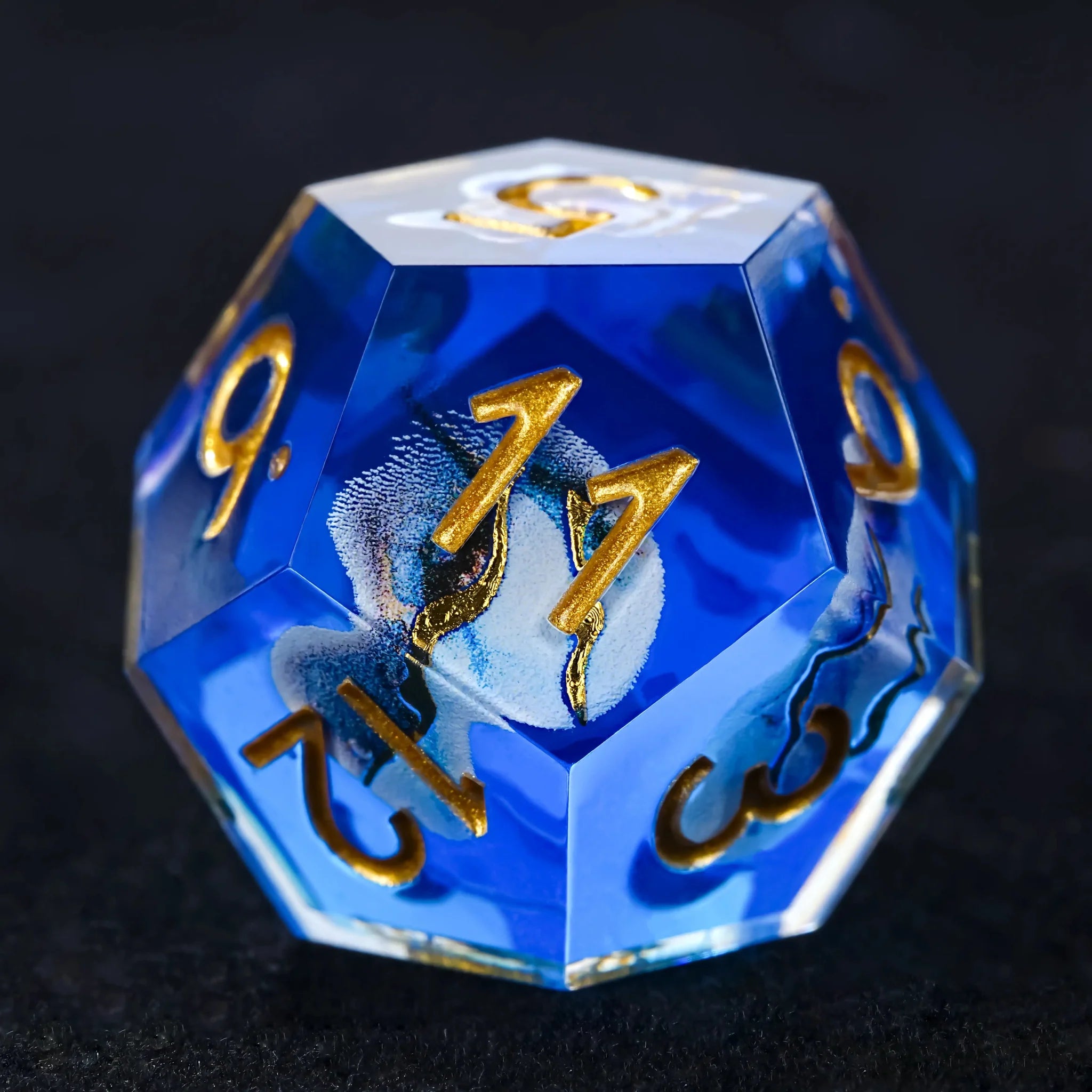 Blue Sea Star Resin Dice Set with Gold Numbers - RPG DND