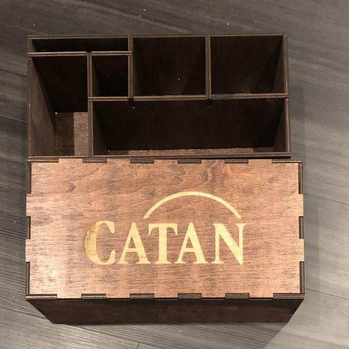 Blue Stained Catan Compatible Board Set with Laser Etched Terrain, Border and Number Pieces - Without Box