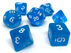 Blue Translucent Dice - 7 Piece Set - 