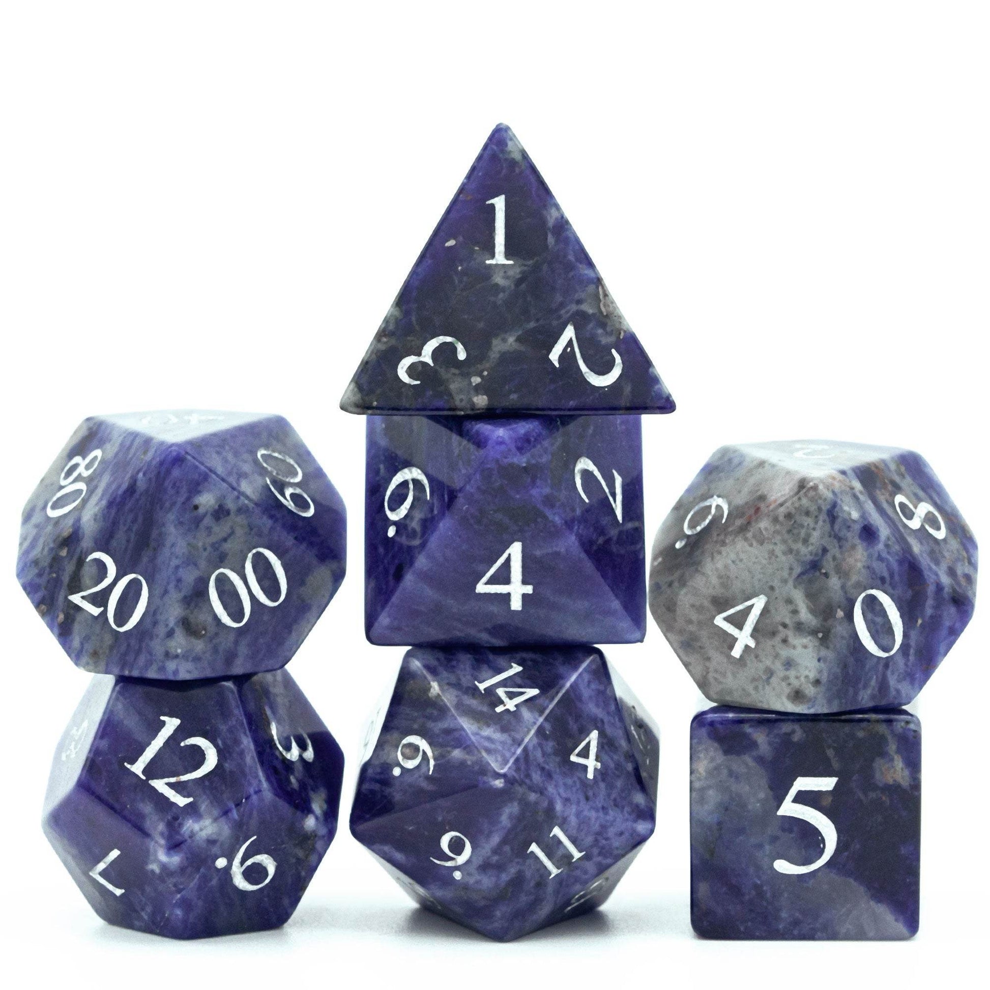 Blue-Veined Gemstone Dice Set - 