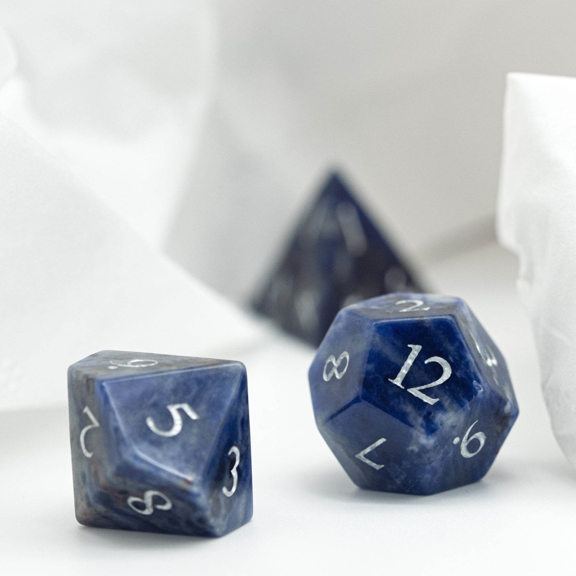 Blue-Veined Gemstone Dice Set - 