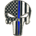 PBX-001-H Thin Blue Line American Flag Pin Police with die-cut eyes and dual pin posts and deluxe locking clasps - 