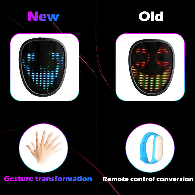 Bluetooth RGB Light Up LED Mask Face-Changing Glowing Mask App Control Mask Halloween Festival Carnival Party Childen Decor Gift