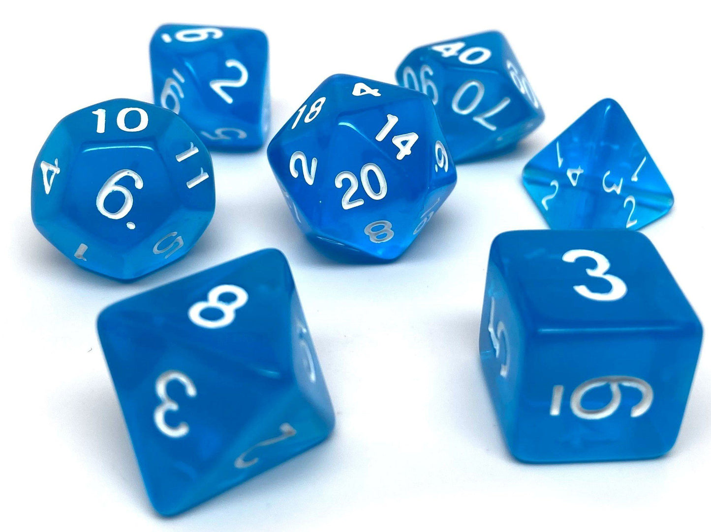 Blue Translucent Dice - 7 Piece Set