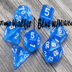 Time Walker | Blue w/White Glitter 7-Dice Set RPG Dice Set - 