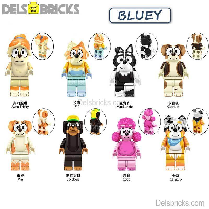 Bluey Set of 8 Lego Minifigures Custom Toys set 2 - 