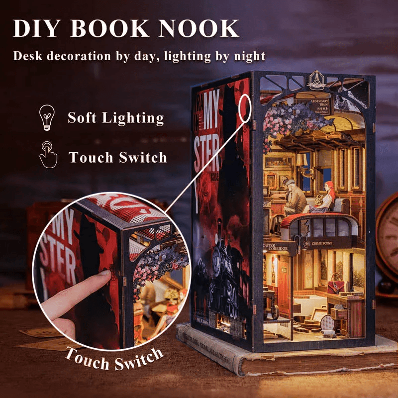 Book Nook Wizardi Miniature - Train Mystery Roombox Kit - 