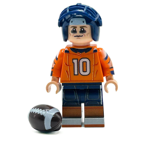 #10 QB Broncos Football Player Minifig made using LEGO parts - B3 Customs - 