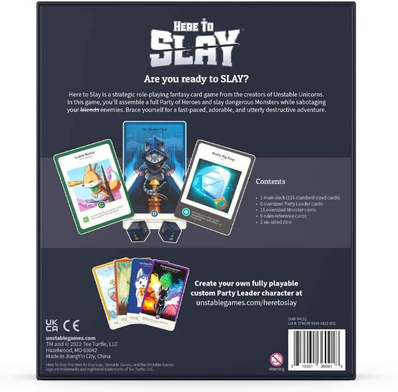 Here To Slay Base Game - Adventure RPG Dice Rolling Card Game For Teens, Adults - 2-6 Players, Hand Management - 