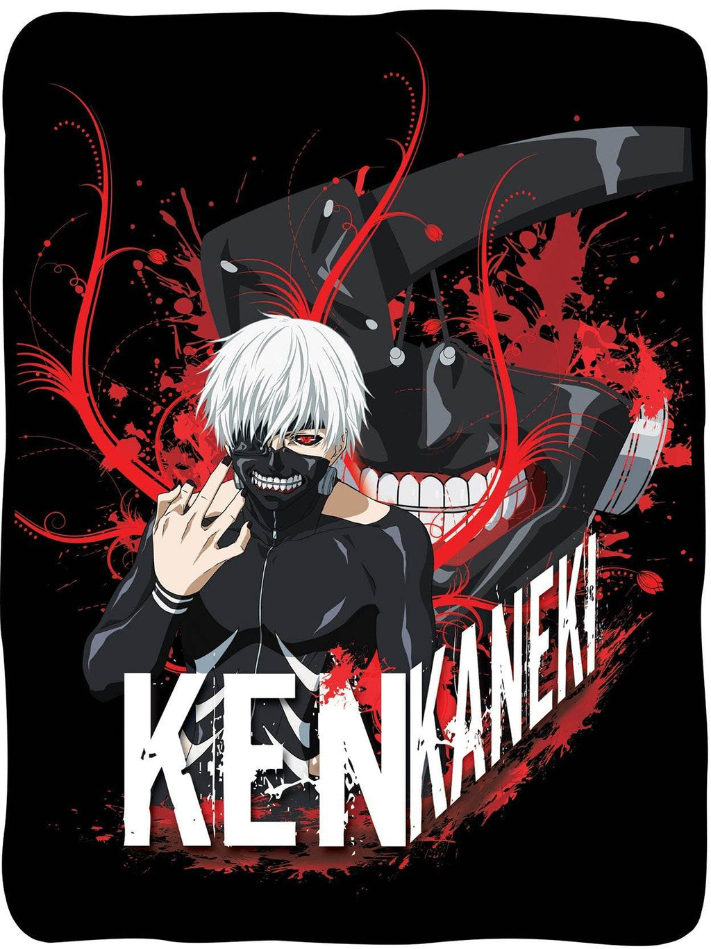 Tokyo Ghoul Ken Kaneki White Hair With Mask Fleece Throw Soft Lightweight Blanket 45x60 Inches - 