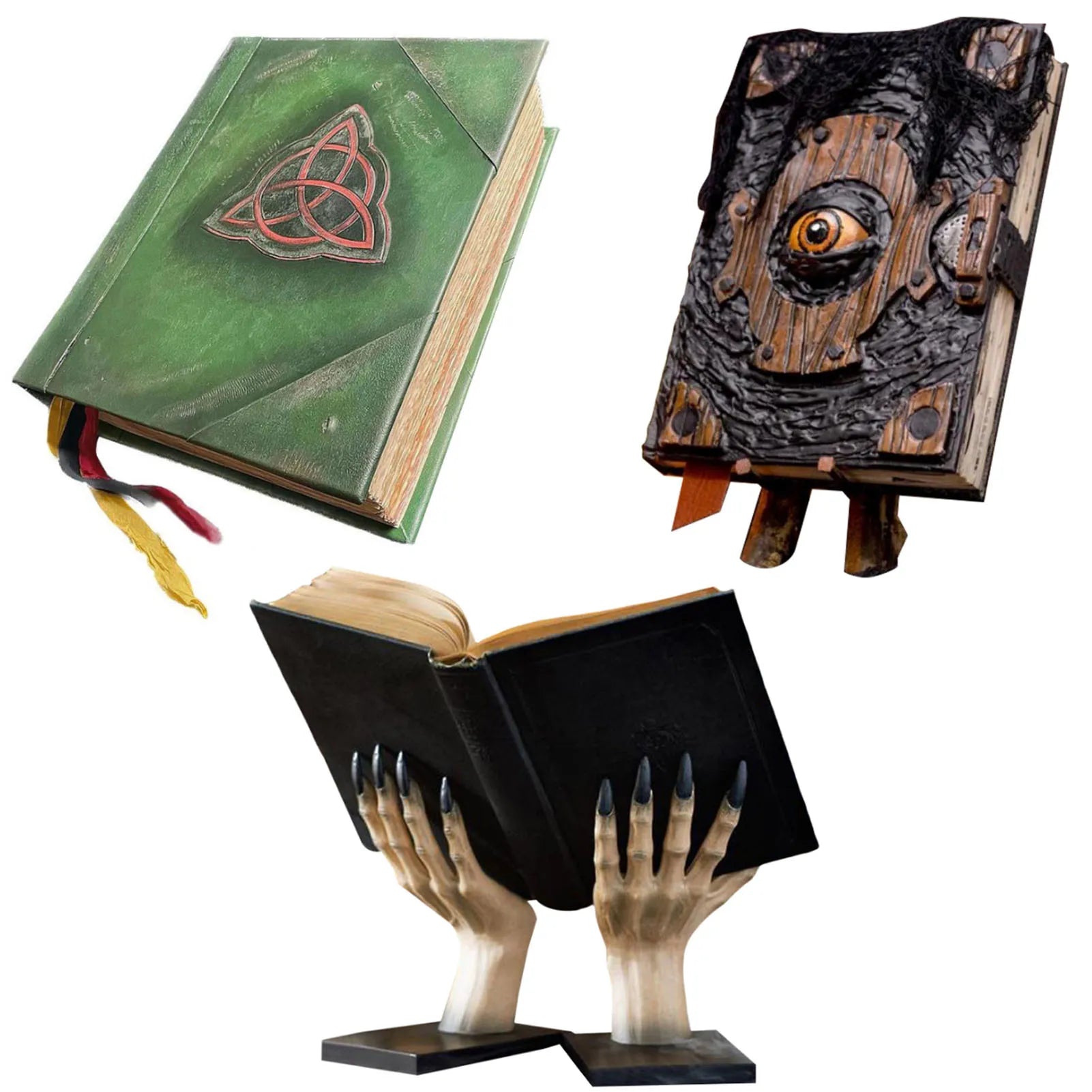 Book Of The Damned Halloween Decor Realistic Necronomicon Book Witch Decoration Black Spellbook Spooky Eyes Grimoire Books Prop