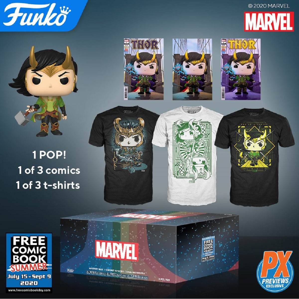 FCBD 2020 Funko PX Marvel Loki Exclusive Pop and Shirt Mystery Box - S
