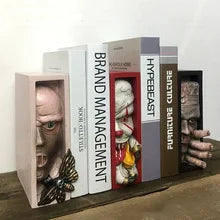 Bookends Bookshelf Bookend Books Holder Horror Peeping Monster Human Face Resin Bookstand Sculpture Collecting Cd Albums Pendant