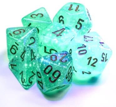 Borealis Polyhedral Light Green/Gold Luminary 7-Die Set