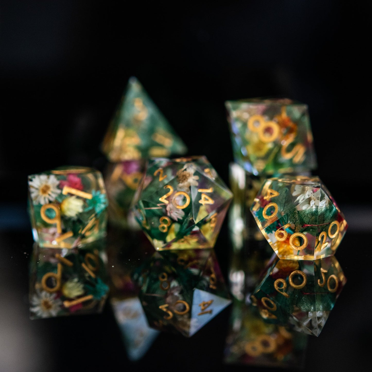 Botanical Gardens Sharp-Edged Resin Dice Set