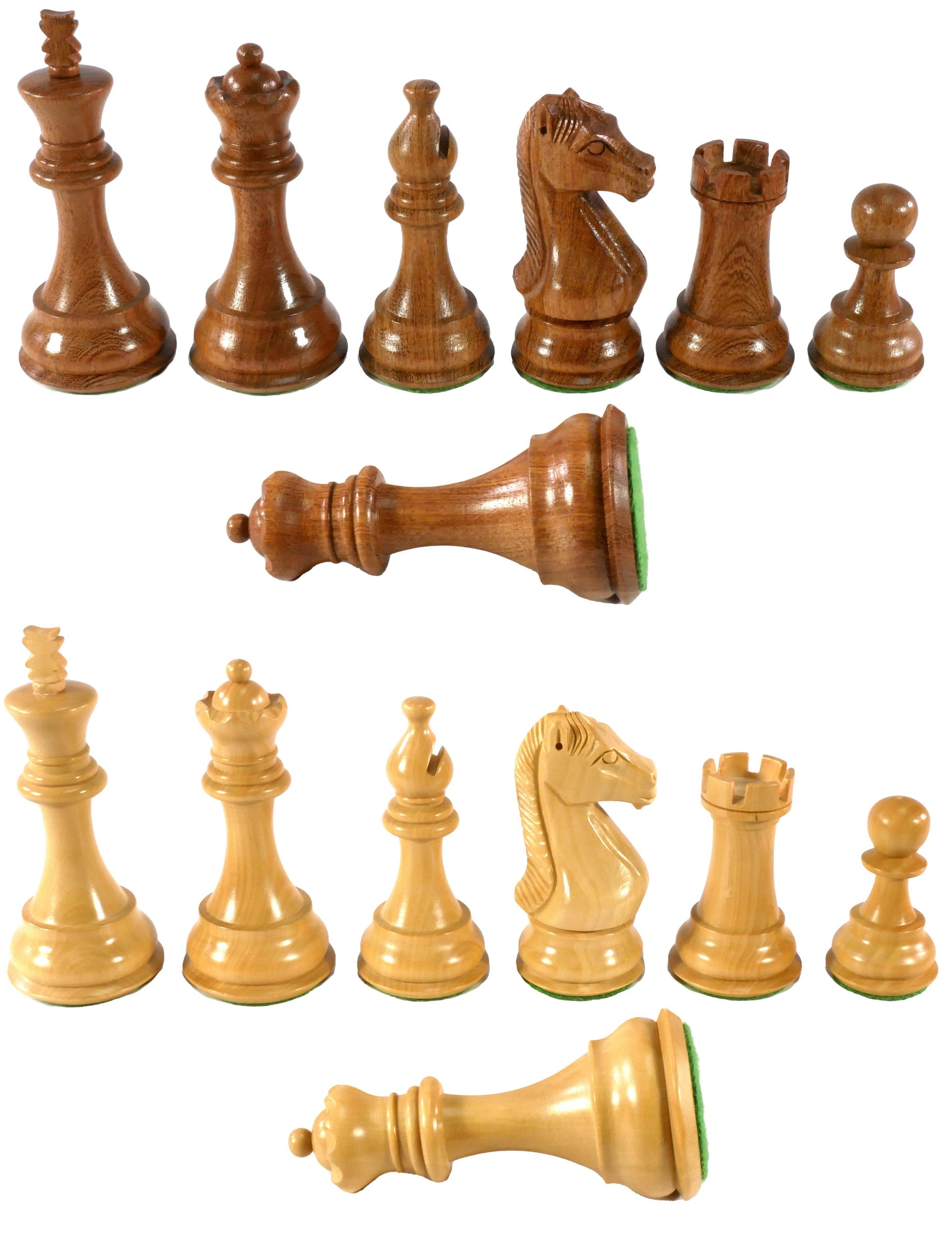 Chess Pieces - 4” Majestic Acaciawood/Boxwood Chess Pieces - 