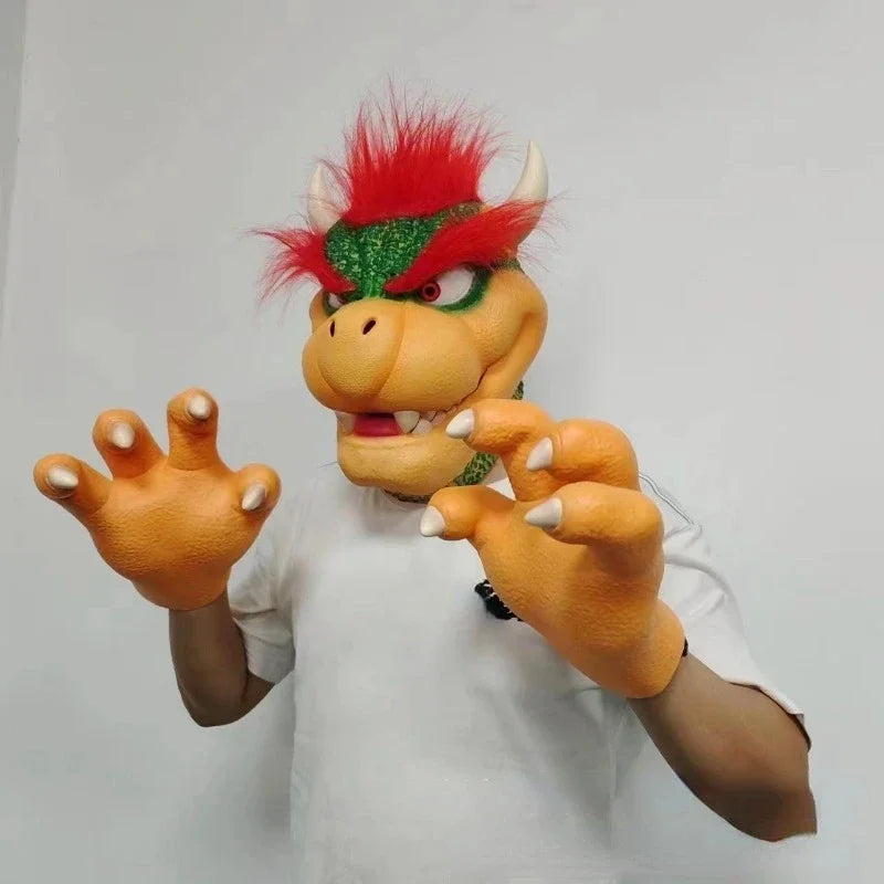 Bowser Cosplay Props Latex Face Mask Anime Halloween Party Role Play Masks Gloves Props for Adult Costumes Accessories Gifts